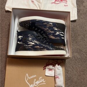 Christian Louboutin Blue Camouflage High-Top Sneakers